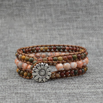 Sunflower Natural Stone Beaded Bracelet For Women By Tinkers Handcrafted Joy And Protection Gift