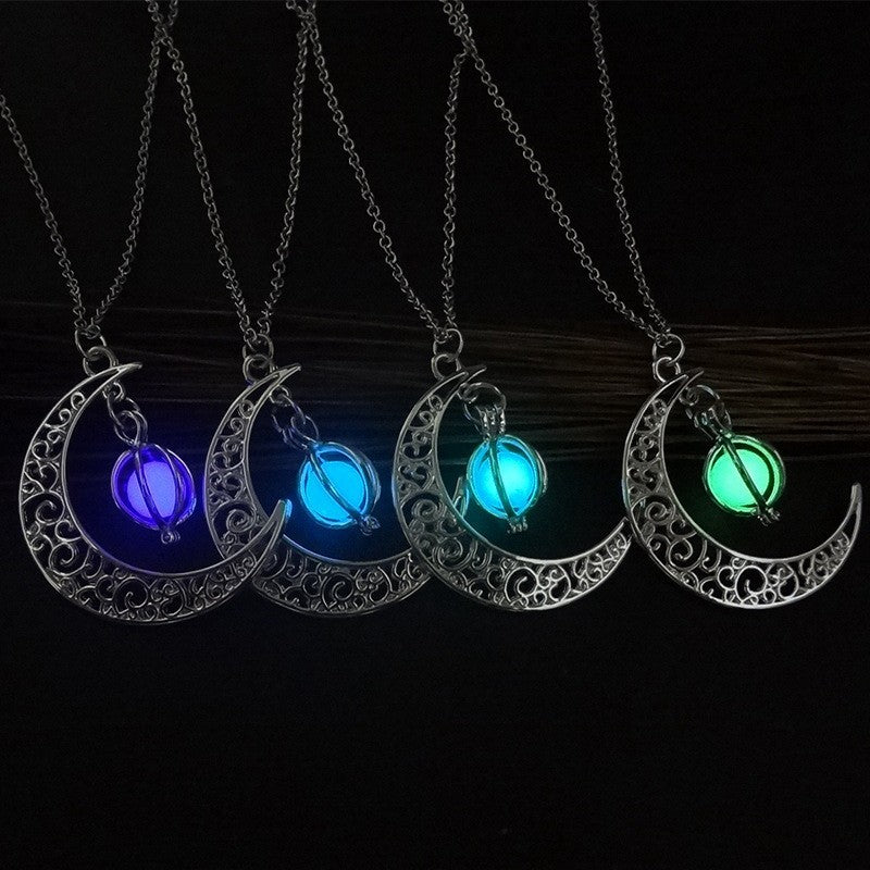 Fashion Moon Glowing Stone Healing Necklace For Women