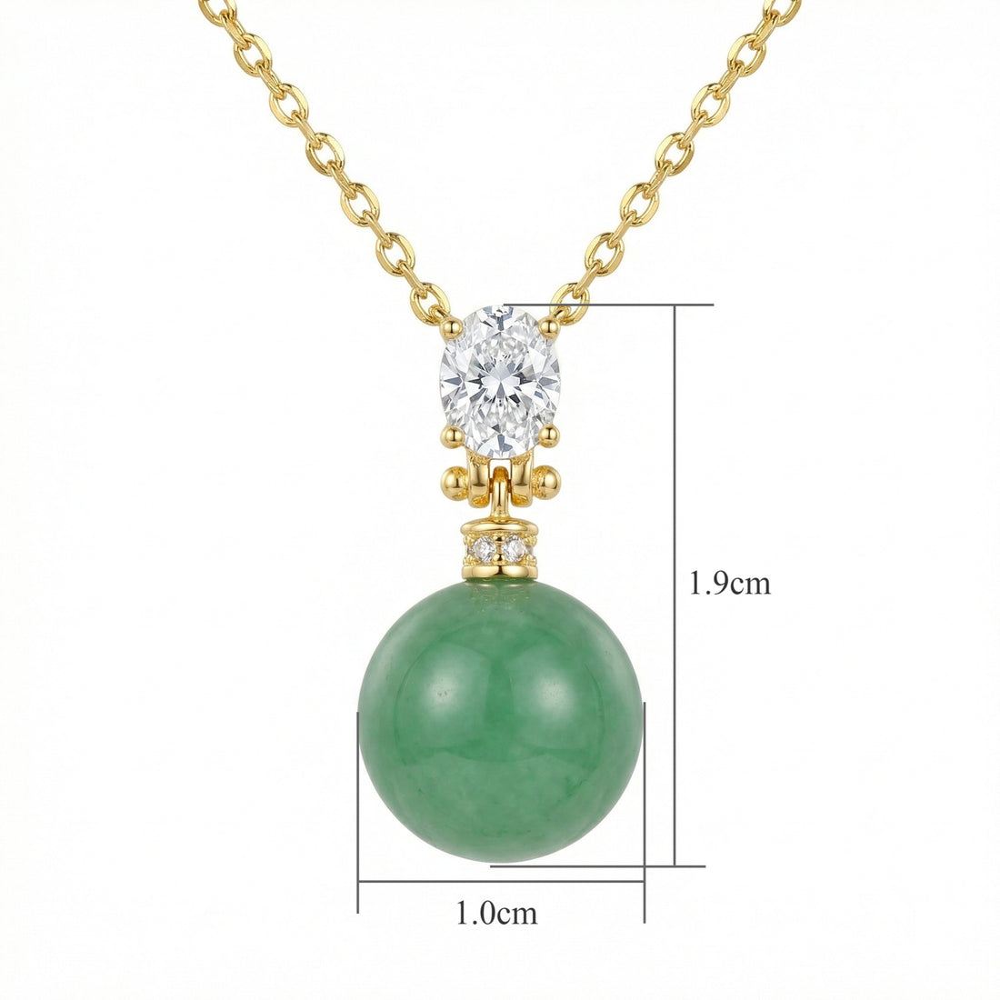 Green Jade Sphere Pendant Necklace — 925 Sterling Silver | Oval Gemstone