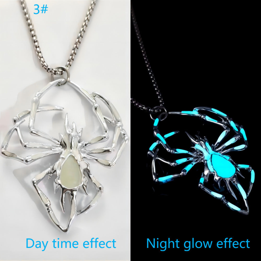 Halloween Luminous Spider Necklace Glow In The Dark Jewelry