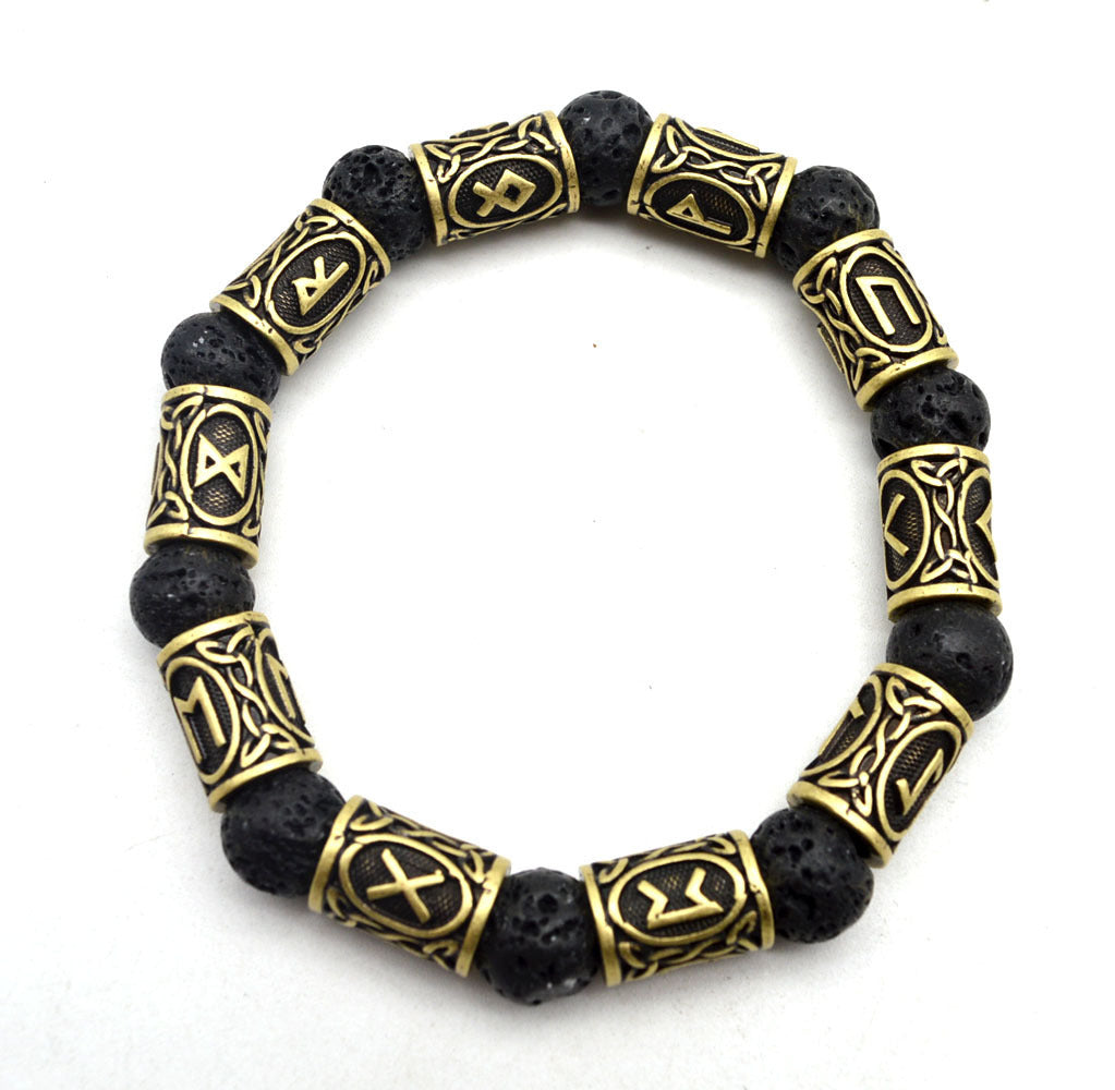 Tinkers Asgard Crafted Silver Rune Bracelet Lava Stone Edition - 0