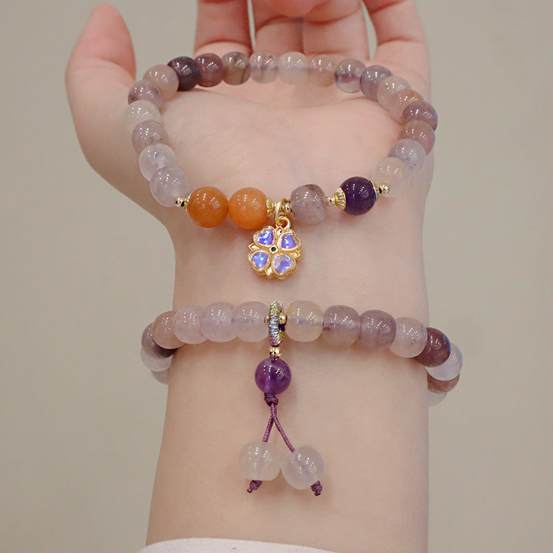 New Natural Jinsi Jade Violet Flower Bracelet For Women