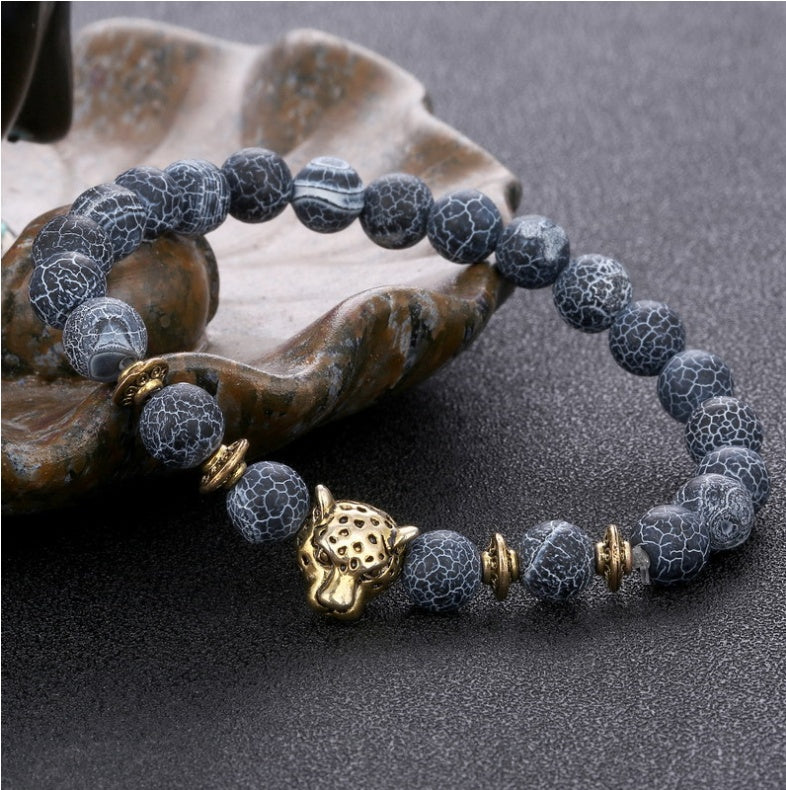 Natural Agate Leopard Bracelet for Men Protection by Tinkers