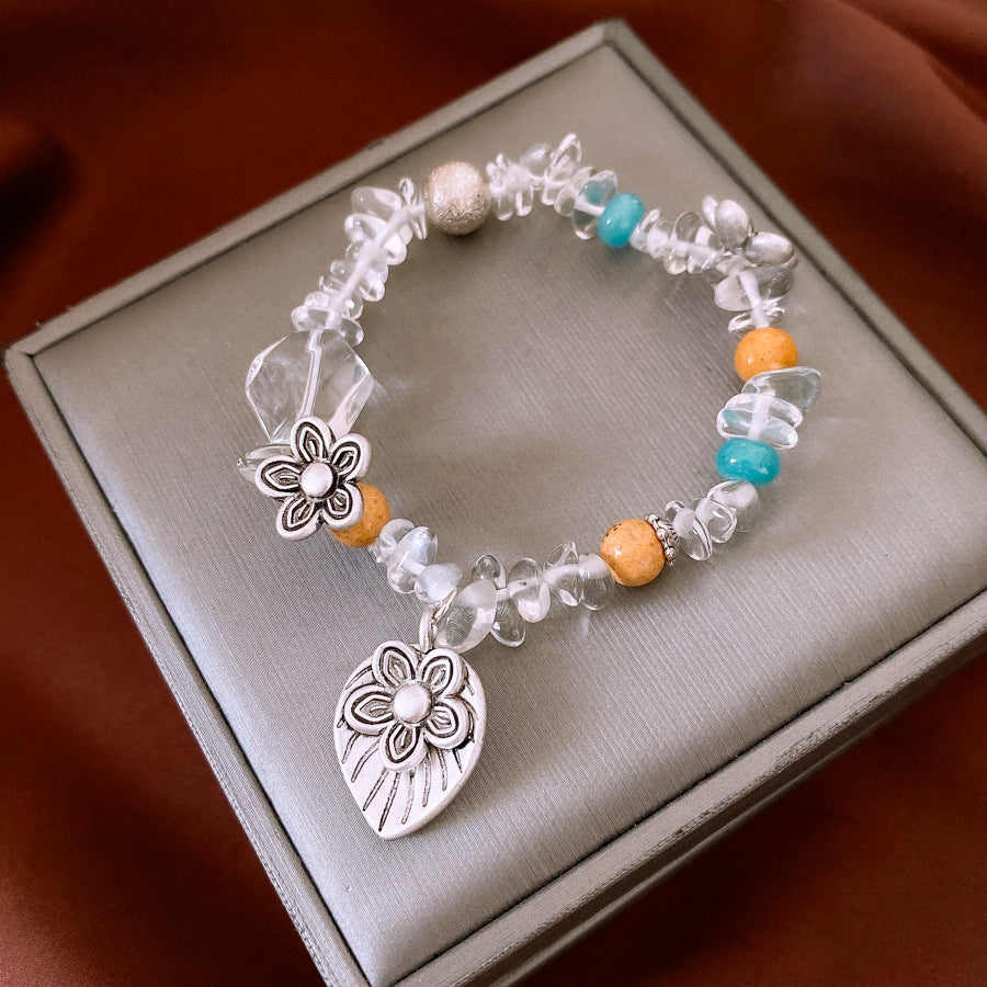 Retro Ethnic Flower Gravel Bracelet For Women Exquisite