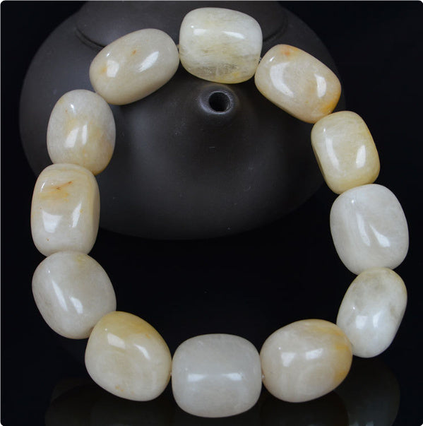 Tinkers Jade Pebble Bracelet Natural Gobi Artisanal Collection - 0
