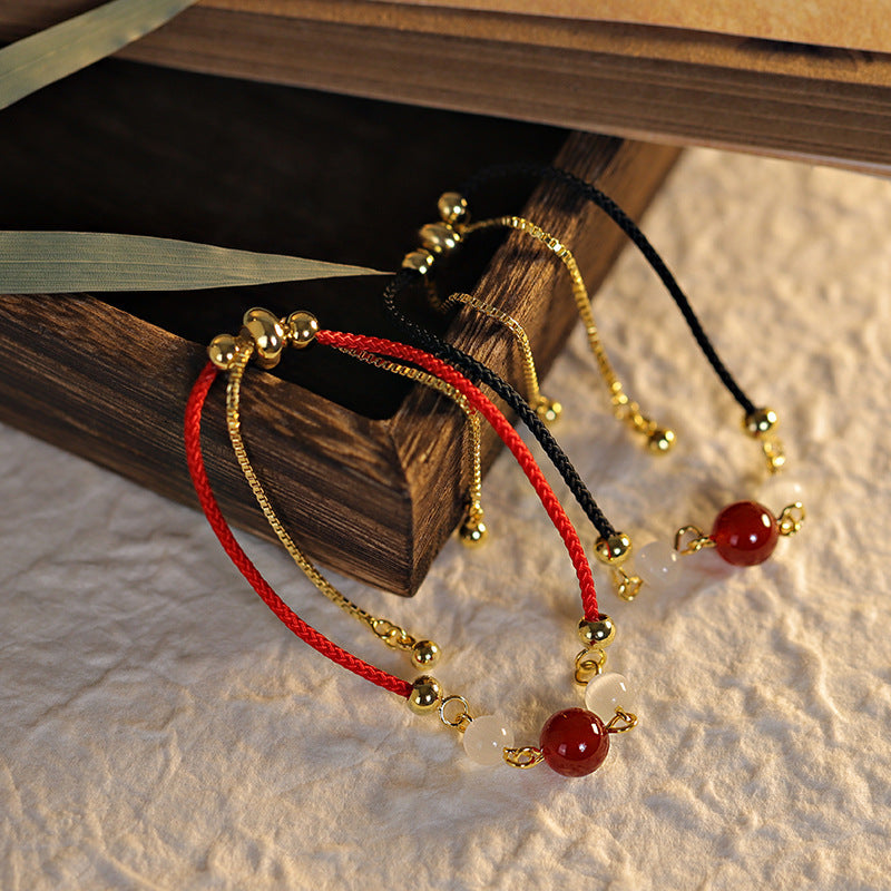 Simple Red Agate Bracelet Birth Year Lucky Unisex Style