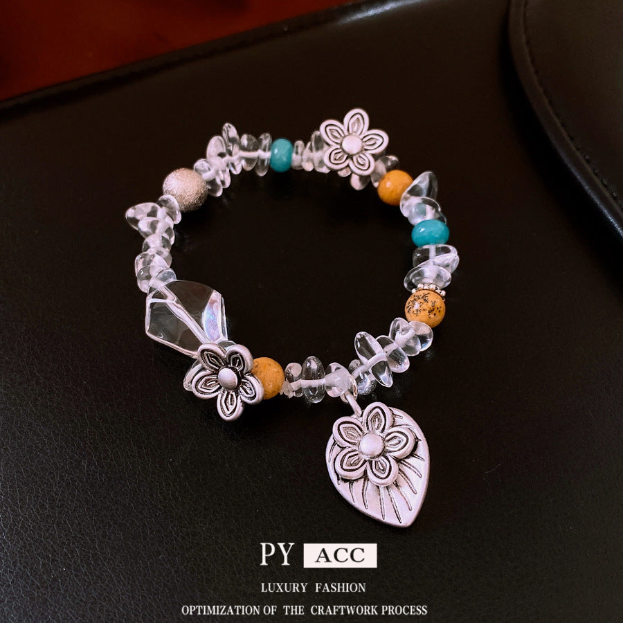 Retro Ethnic Flower Gravel Bracelet For Women Exquisite