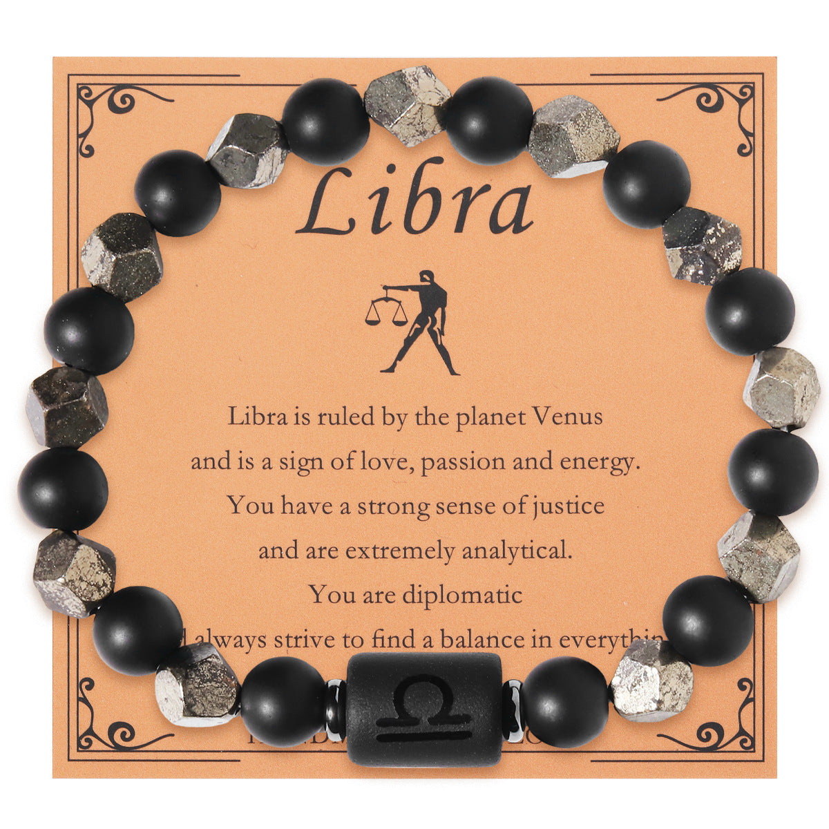 Zodiac Natural Stone Bracelet – Constellation Beaded Cuff with Gift Card
