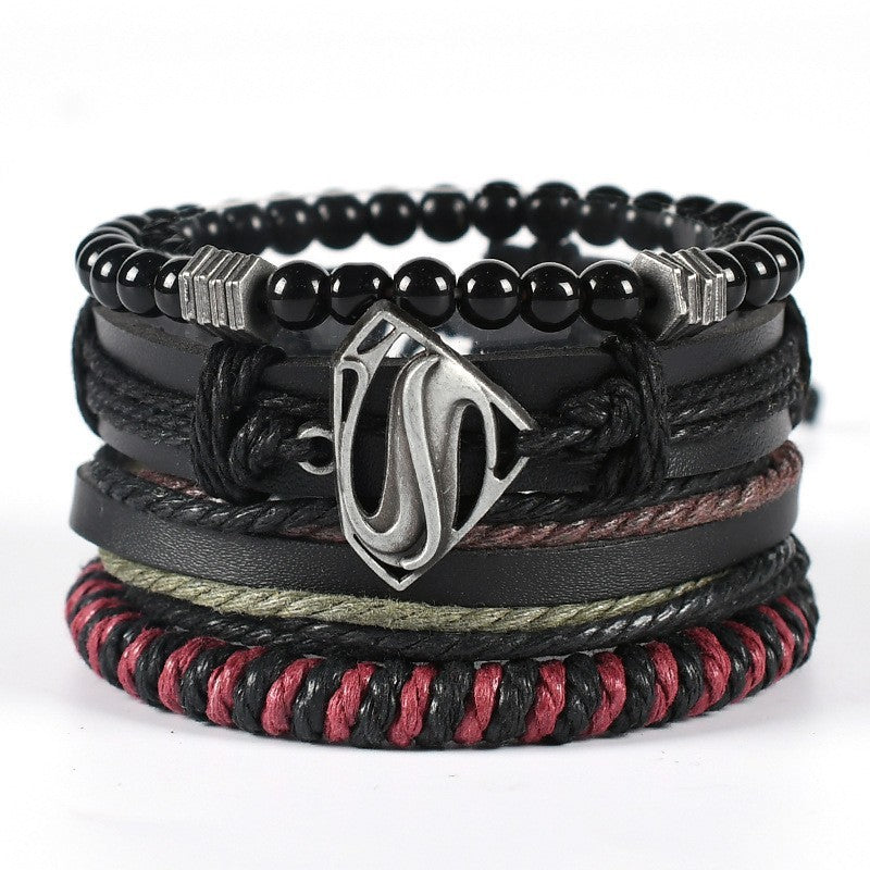 Tinkers Leather Woven Multi Layer Suit Wing Bracelet Premium - 0