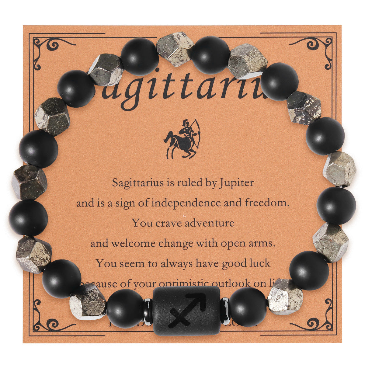 Zodiac Natural Stone Bracelet – Constellation Beaded Cuff with Gift Card