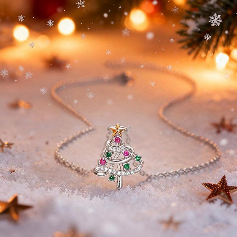 Handcrafted Natural Zircon Christmas Necklace for Women by Tinkers