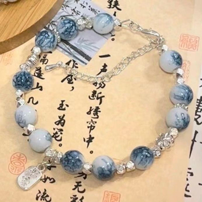 Tinkers Blue And White Butterfly Beaded Bracelet For Women Elite - 0