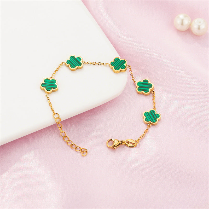 Tinkers Tinkers Green Drop Flower Bracelet Gold Tone Signature Luxe - 0