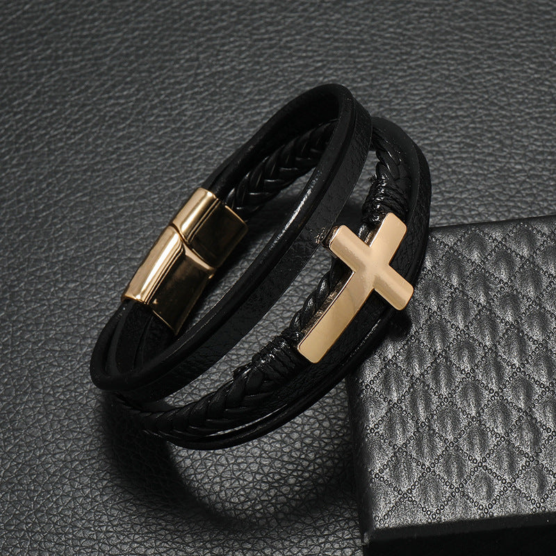Tinkers Brand Cross Leather Bracelet Multi Layer Handmade Exclusive - 0