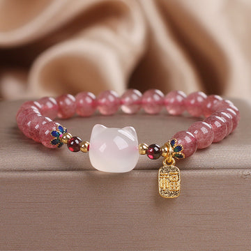 Natural Strawberry Quartz Bracelet For Women Sweet Style