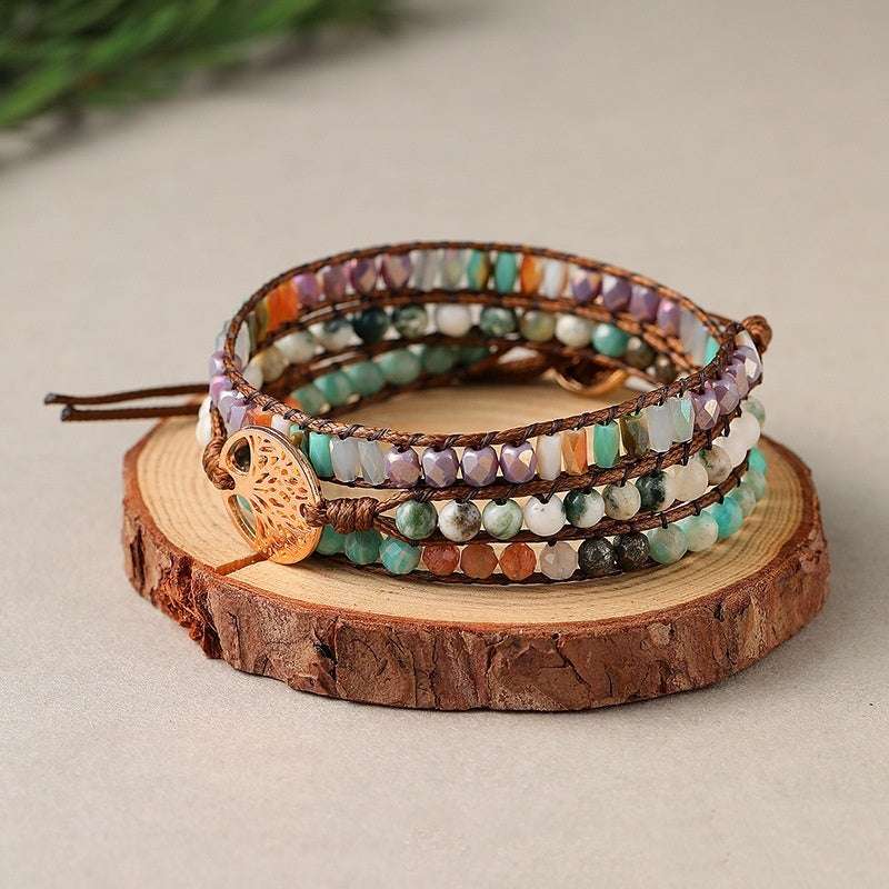 Natural Stone Hand-woven Multi-layer Tree Of Life Accessories Couple Bracelet