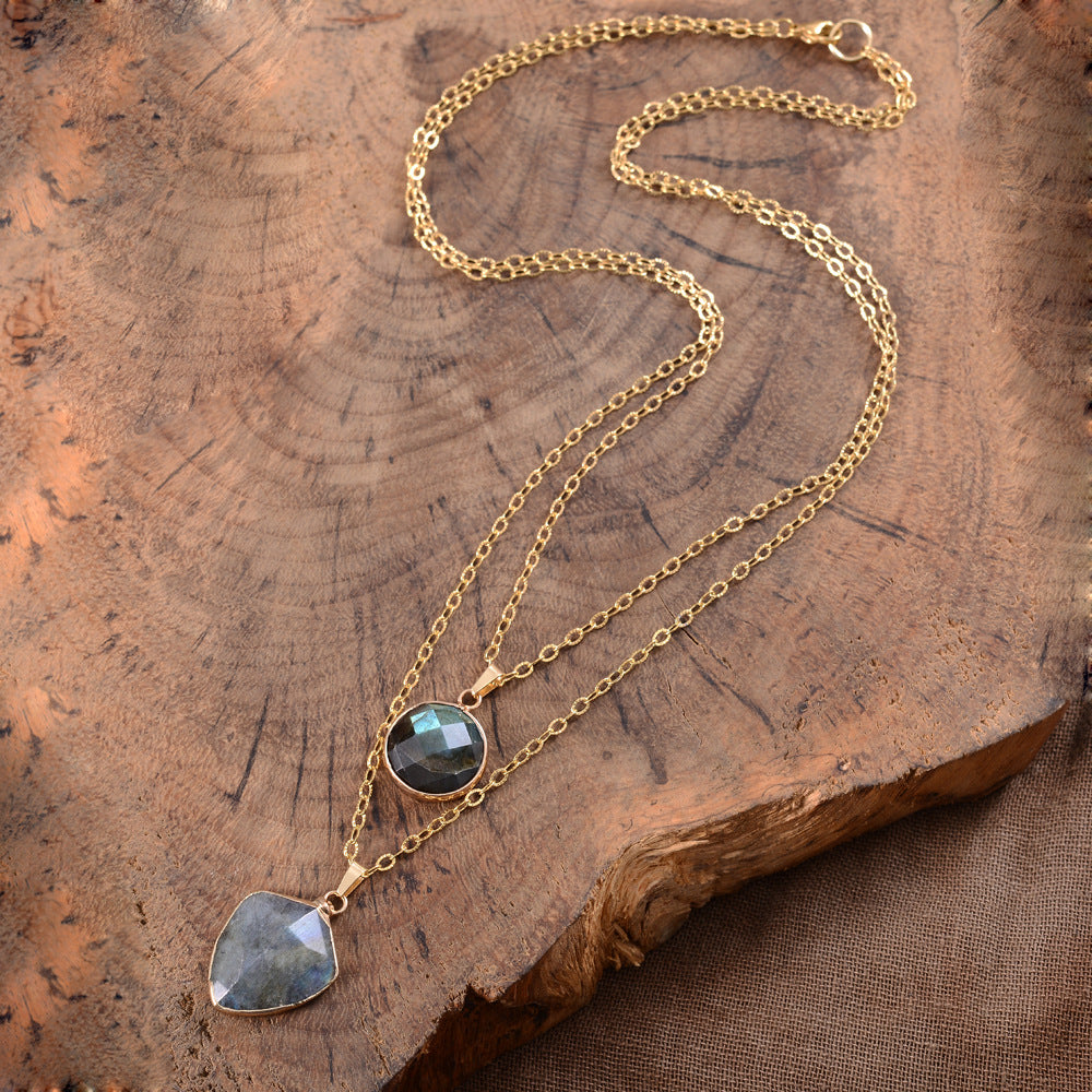 Handcrafted Moonstone Double Chain Necklace for Love by Tinkers