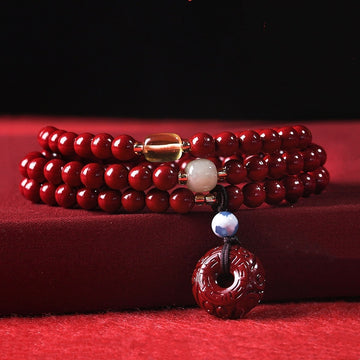 Cinnabar Purple Gold Sand Buddha Beads Rosary Bracelet