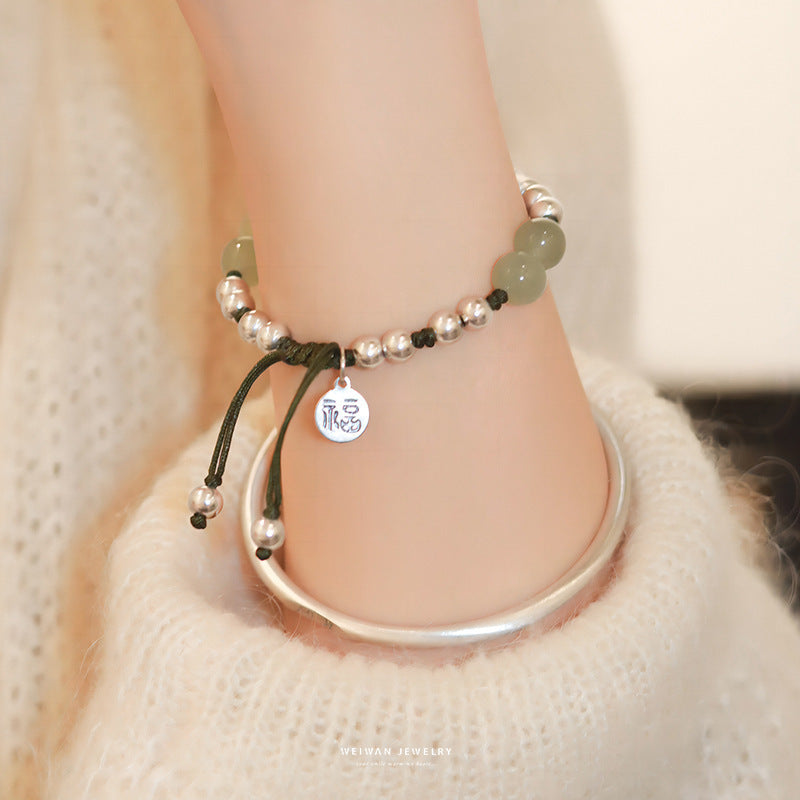 Original Bamboo Bracelet Lotus Flower Hetian Jade 925