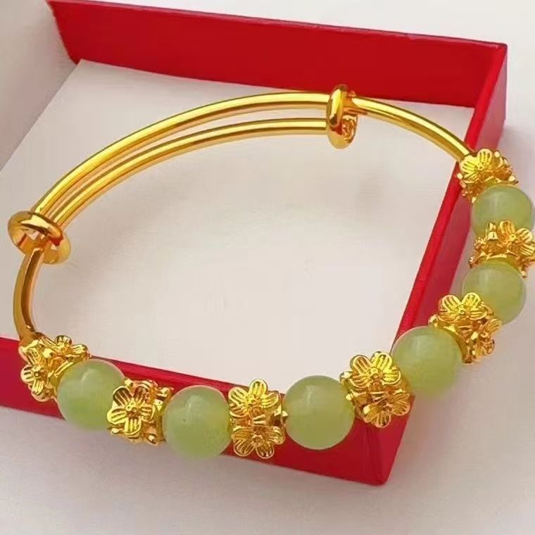 Tinkers Tinkers Brass Gold Plated Chalcedony Flower Bracelet Elite - 0