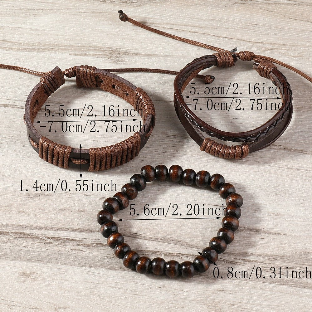 Tinkers Simple Material Wax Rope PU Leather Bracelet Set Exclusive - 0