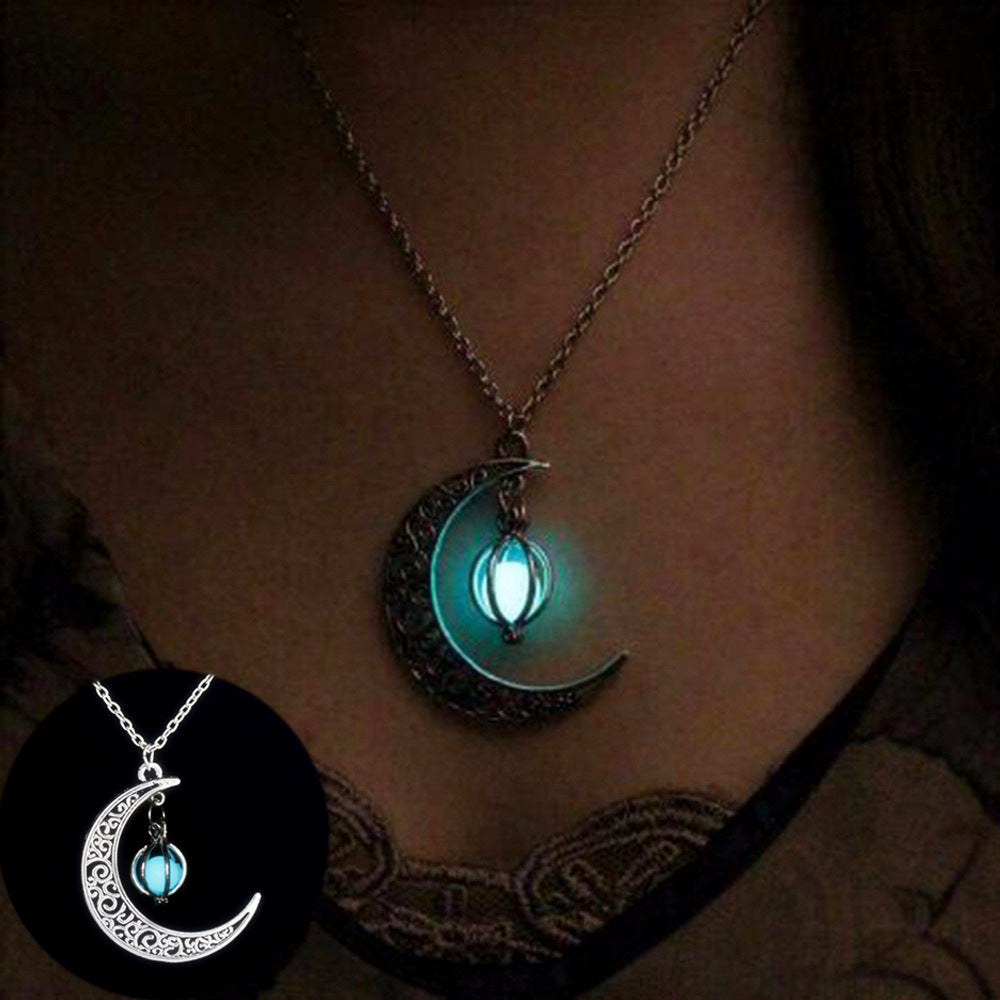 Fashion Moon Glowing Stone Healing Necklace For Women