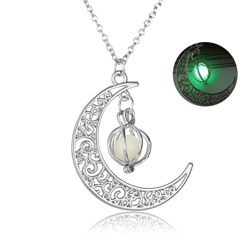 Fashion Moon Glowing Stone Healing Necklace For Women