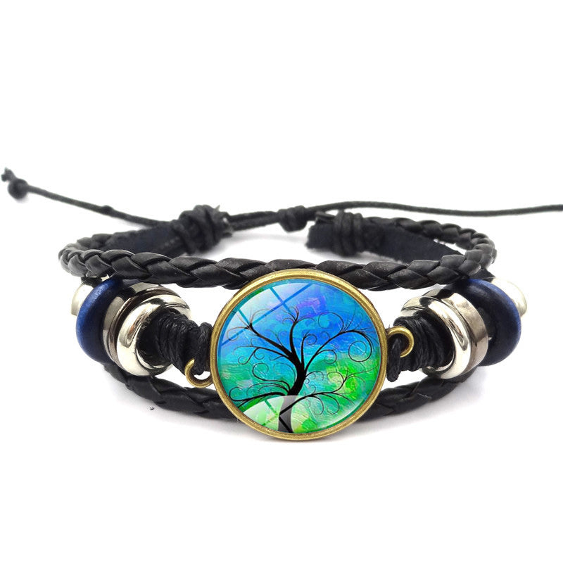 Tinkers Tinkers Tree Of Life Multilayer Leather Glass Bracelet Plus - 0