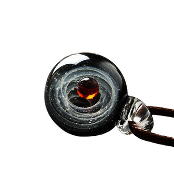 Cosmic Nebula Pendant Necklace Blue Starry Sky Glass Ball