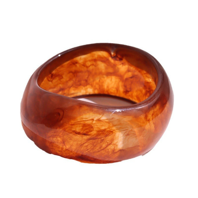 Tinkers Resin Oval Wide Geometric Curved Limited Bracelet For Women - 0