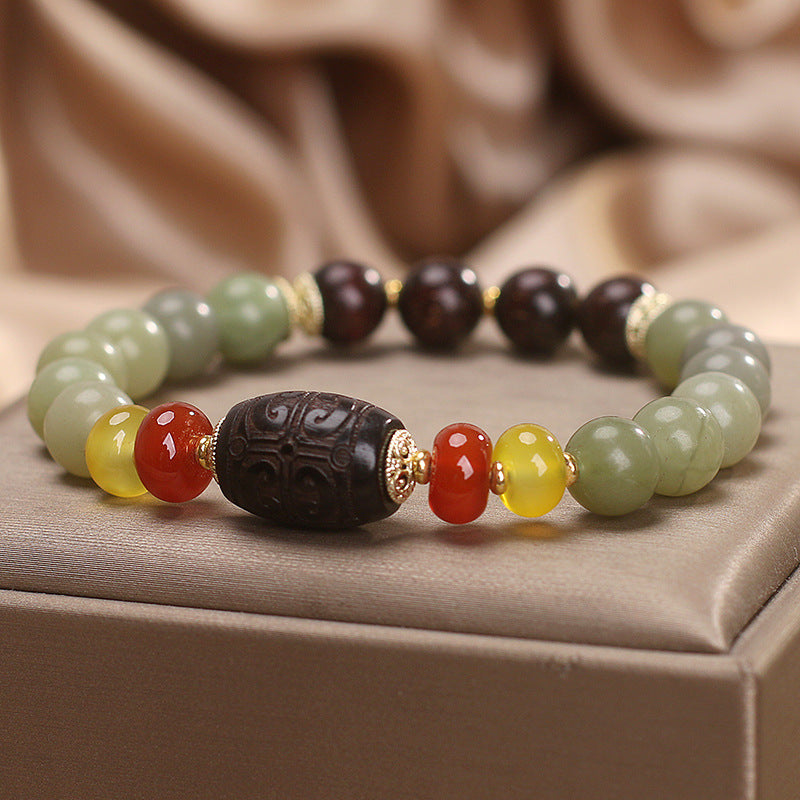Natural Handcrafted Gray Jade Agate Bracelet for Women's Healing by Tinkers