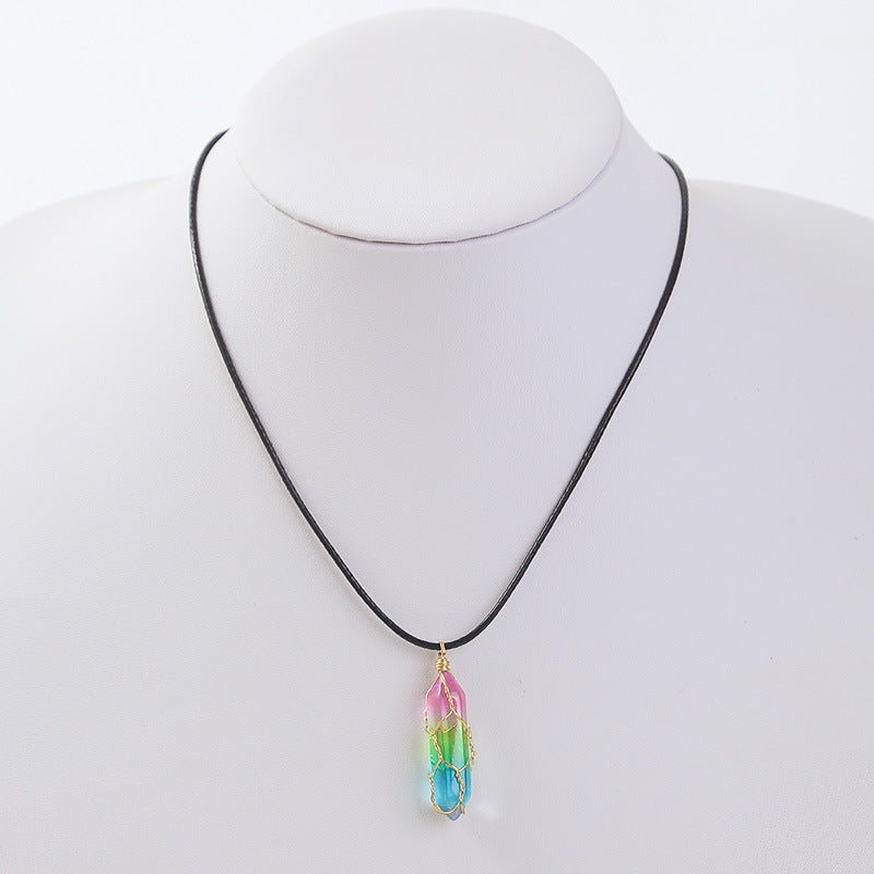 Womens Transparent Geometric Diamond Crystal Necklace