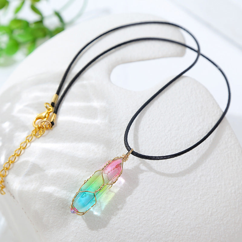Womens Transparent Geometric Diamond Crystal Necklace