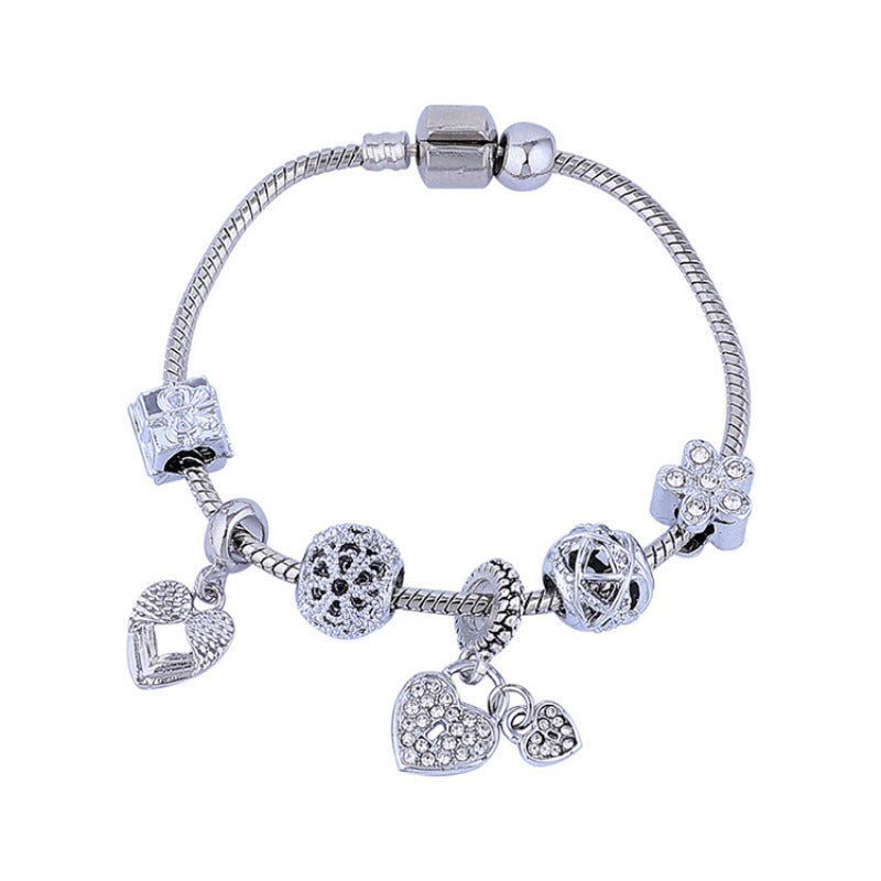 Sparkling Hollow Carved Bracelet – Crystal-Encrusted Zinc Alloy, Couples' Gift