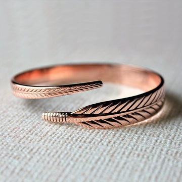 Vintage Leaf Brass Bracelet — Antique Bronze | Botanical Cuff