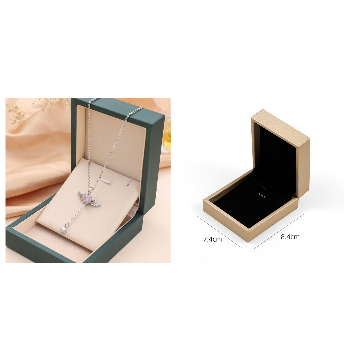 Moving Cupid Heart Angel Wings Tassel Necklace With Crystal