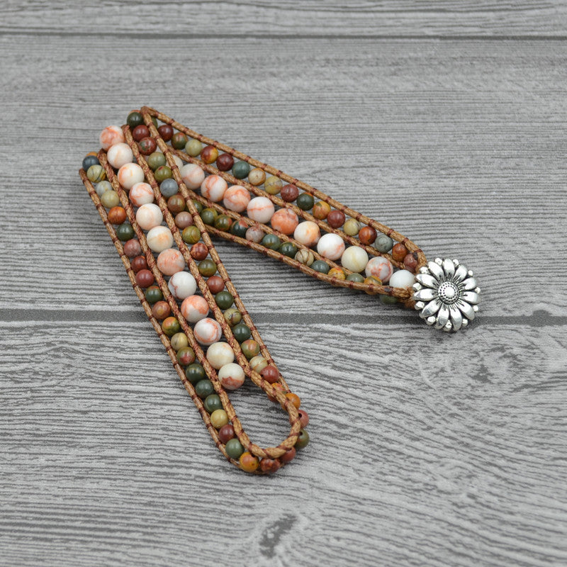 Sunflower Natural Stone Beaded Bracelet For Women By Tinkers Handcrafted Joy And Protection Gift