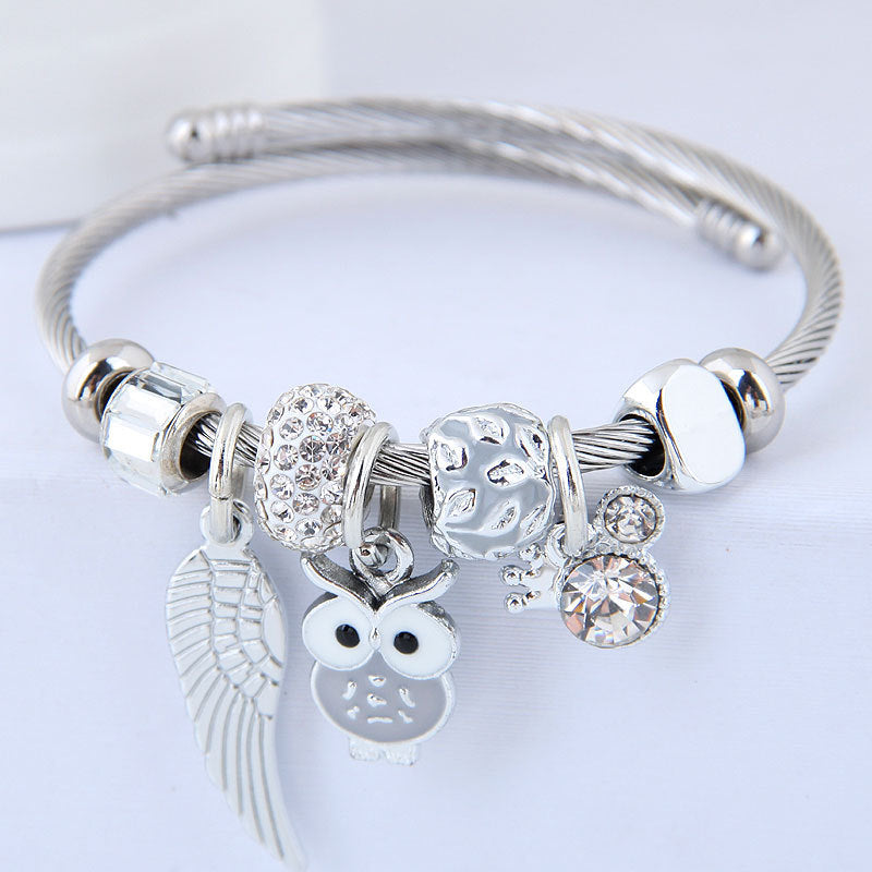 Tinkers Tinkers Stainless Steel Limited Beaded Owl Bracelet - 0