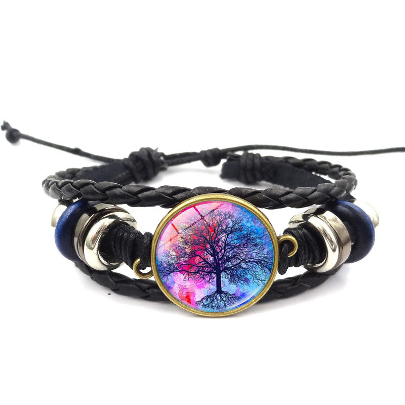 Tinkers Tinkers Tree Of Life Multilayer Leather Glass Bracelet Plus - 0