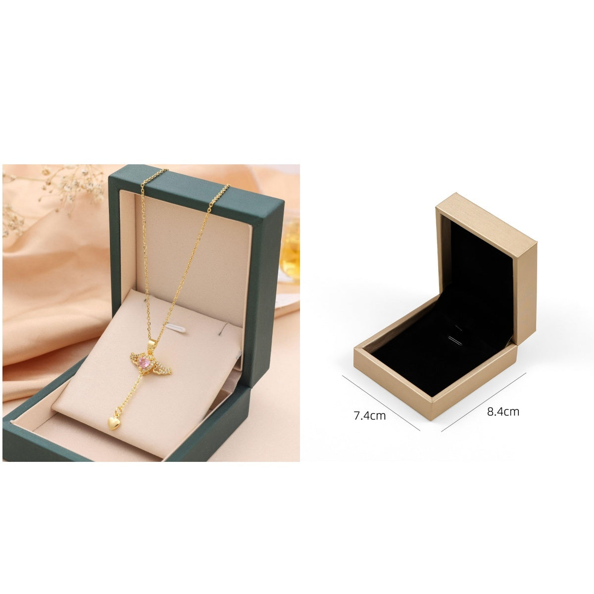 Moving Cupid Heart Angel Wings Tassel Necklace With Crystal