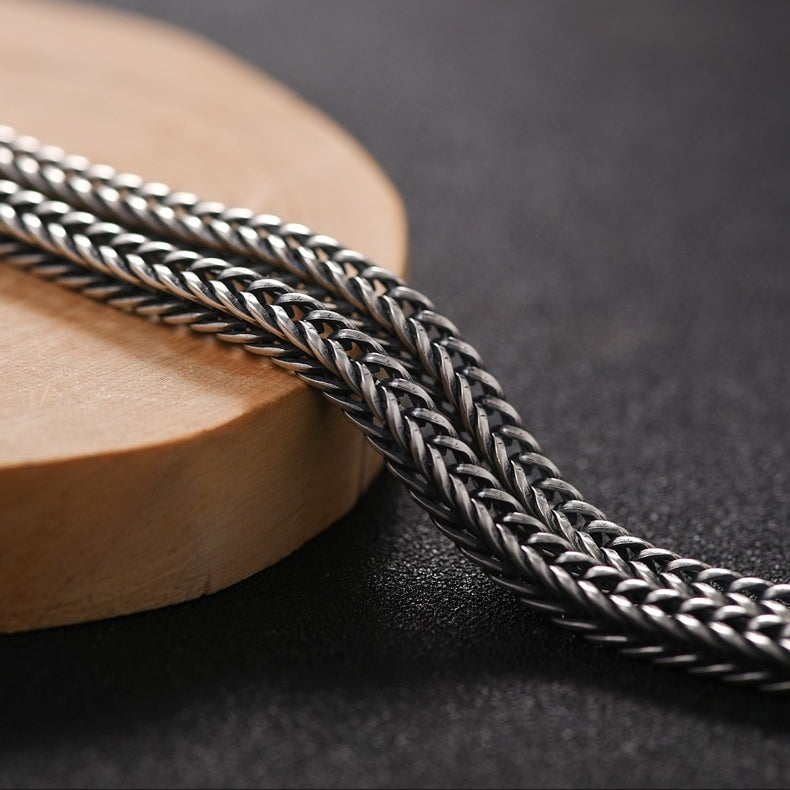 Men's Six-character Mantra Vintage Square Snake Double-tail Bracelet