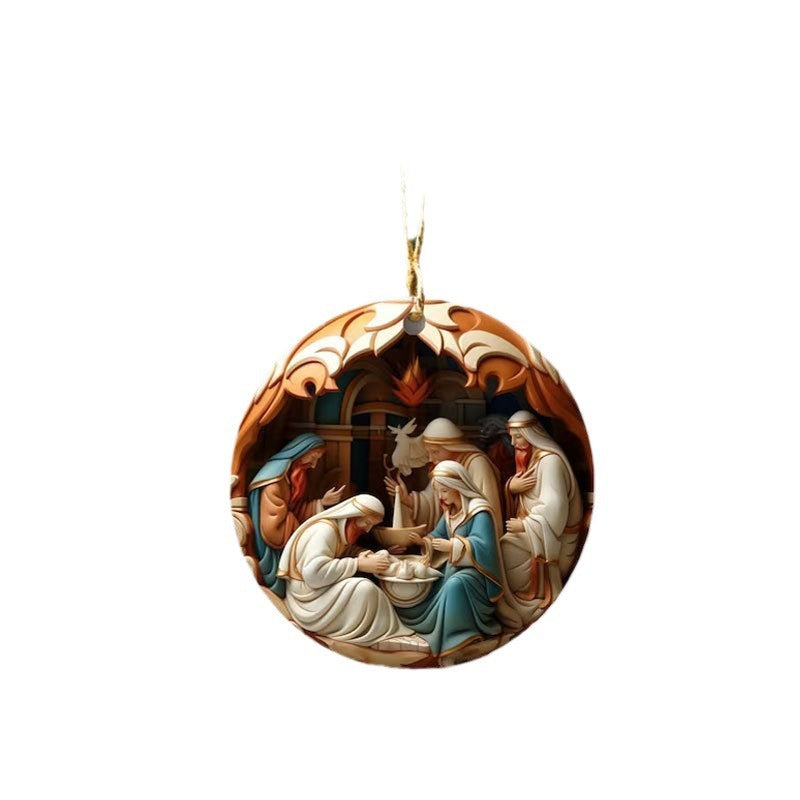 Birth of Christ Nativity Christmas Ornament – 3D Acrylic Holy Family Decoration