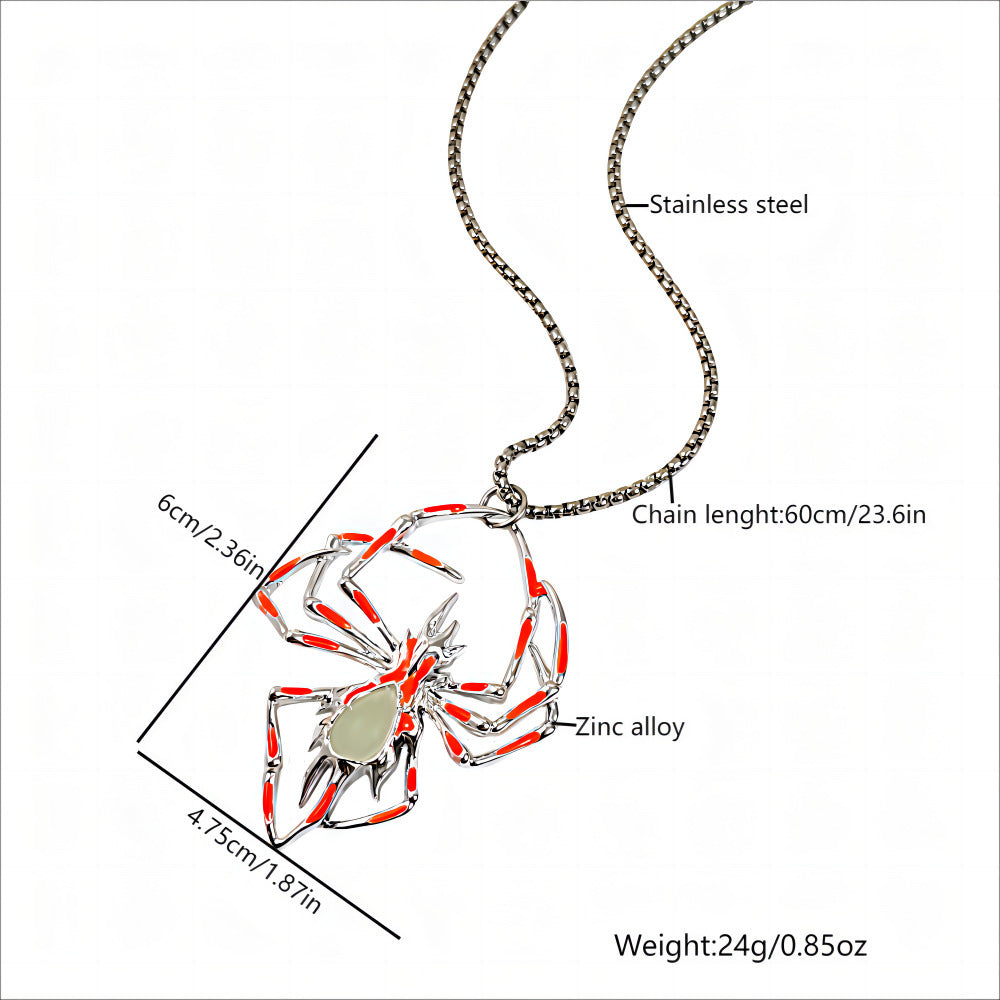 Halloween Luminous Spider Necklace Glow In The Dark Jewelry