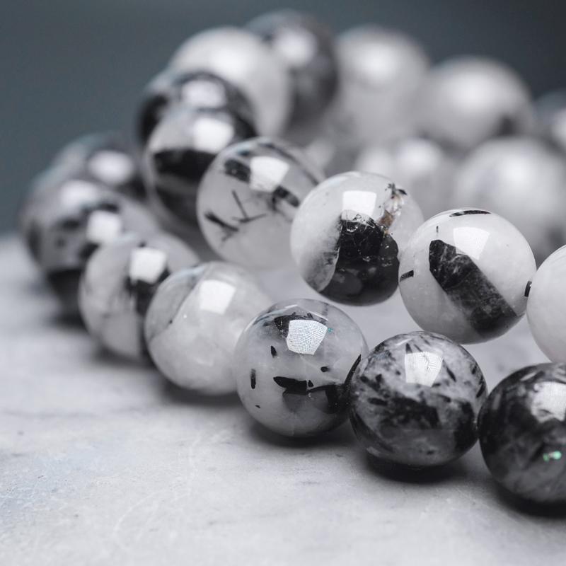 Ethnic Style Black Crystal Bracelet White Tassel For Men