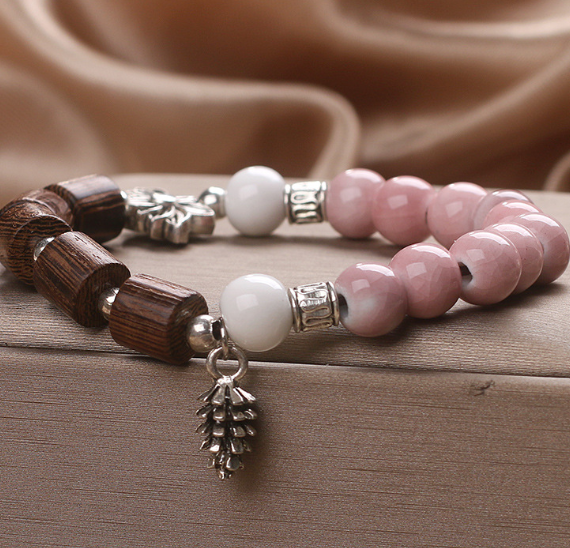 Elegant Handcrafted Pink Ceramic Bracelet for Women by Tinkers