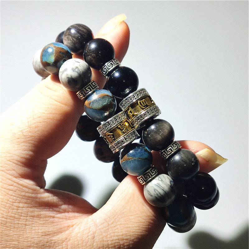 Silver Obsidian Bracelet For Protection Unisex By Tinkers