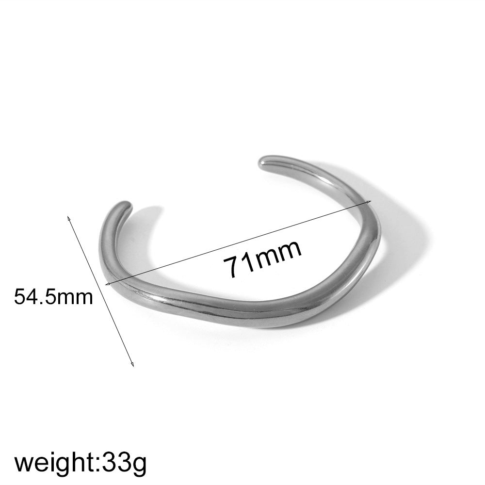 Irregular Open Cuff Bracelet — Minimalist Stainless Steel Bangle