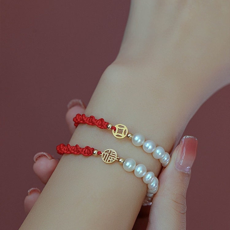 Tinkers Tinkers Pearl Red Rope Bracelet Fu Charm Limited Edition - 0