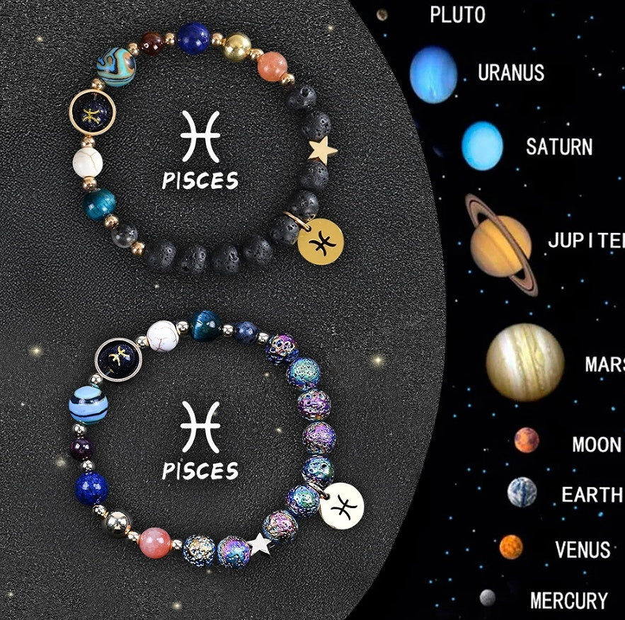 Natural Zodiac Stone Balance Bracelet Set Mens Gift