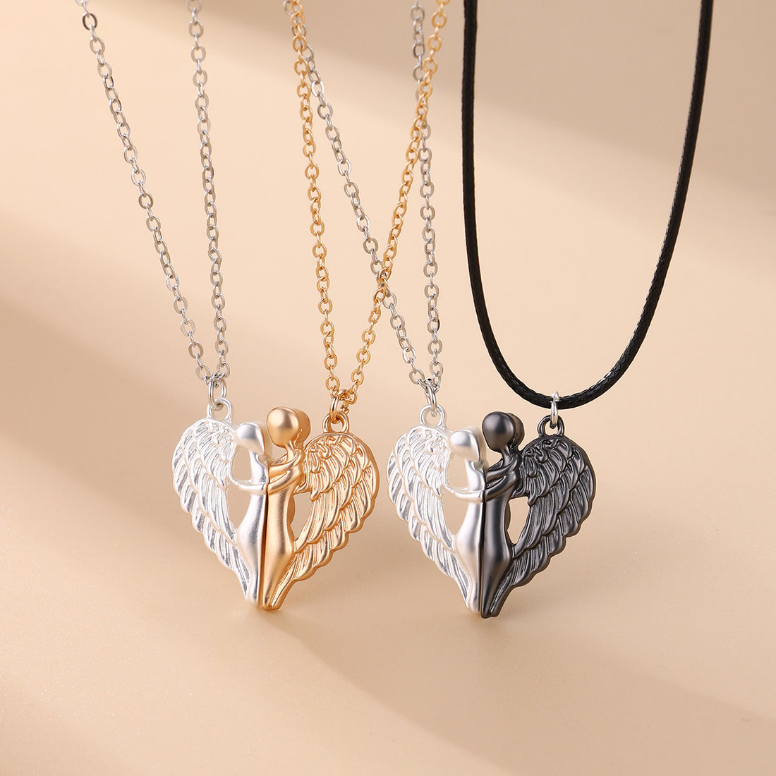 Elegant Handcrafted Natural Stone Angel Wing Couple Necklaces by Tinkers